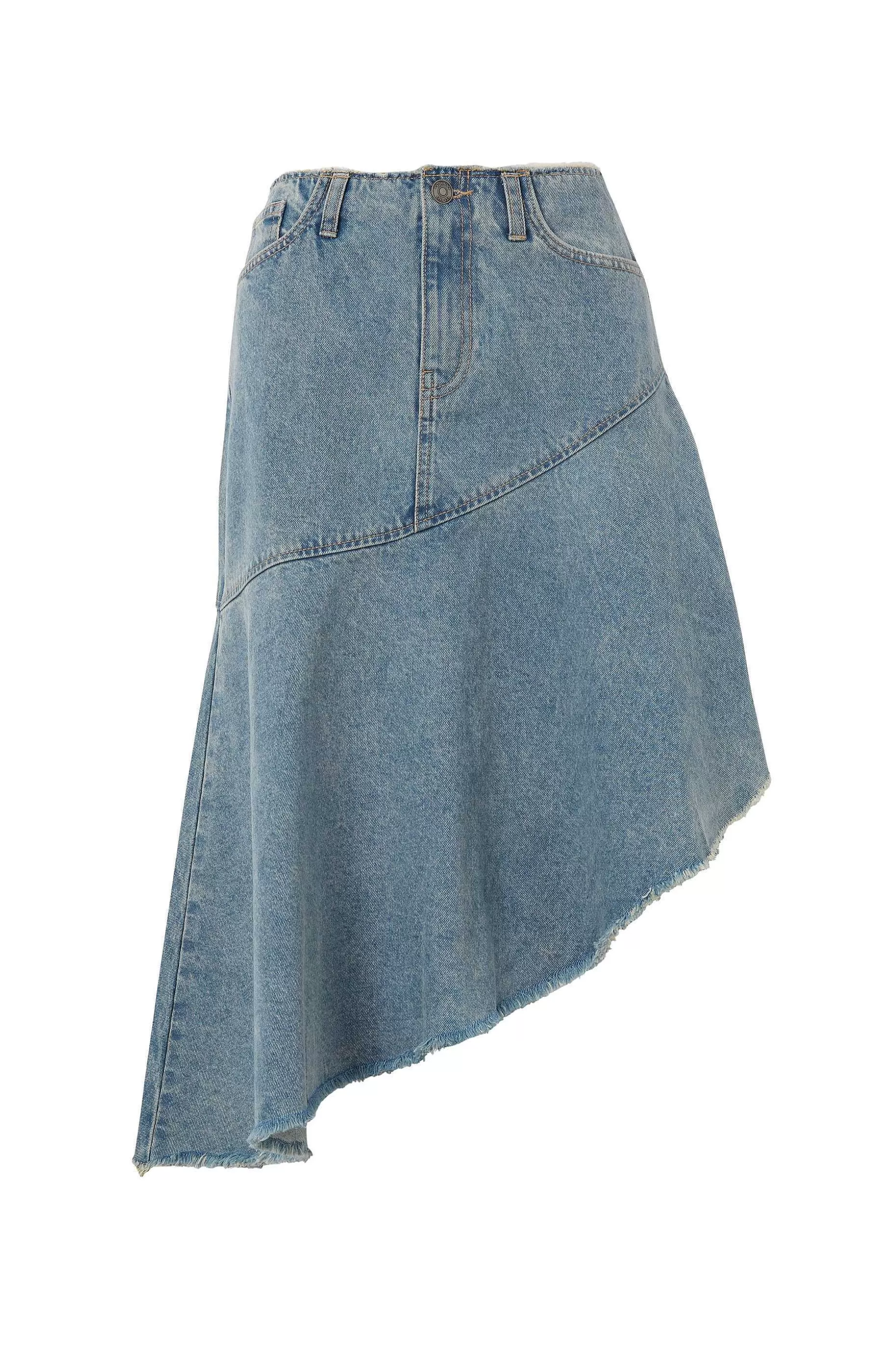 Supre Asymmetrical Denim Midi Skirt<Women Skirts