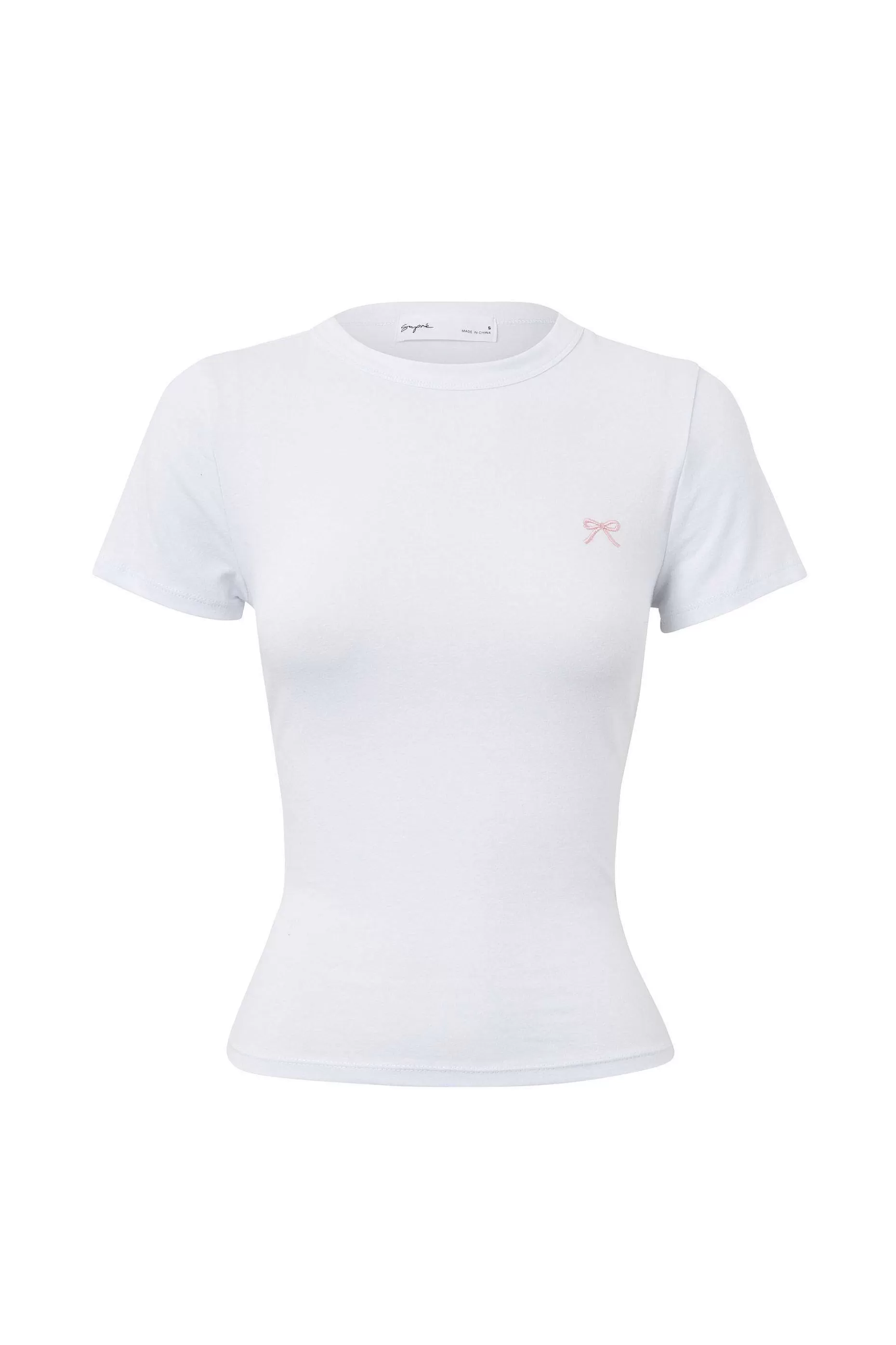 Supre Embroidered Bow Fitted Tee<Women T Shirts