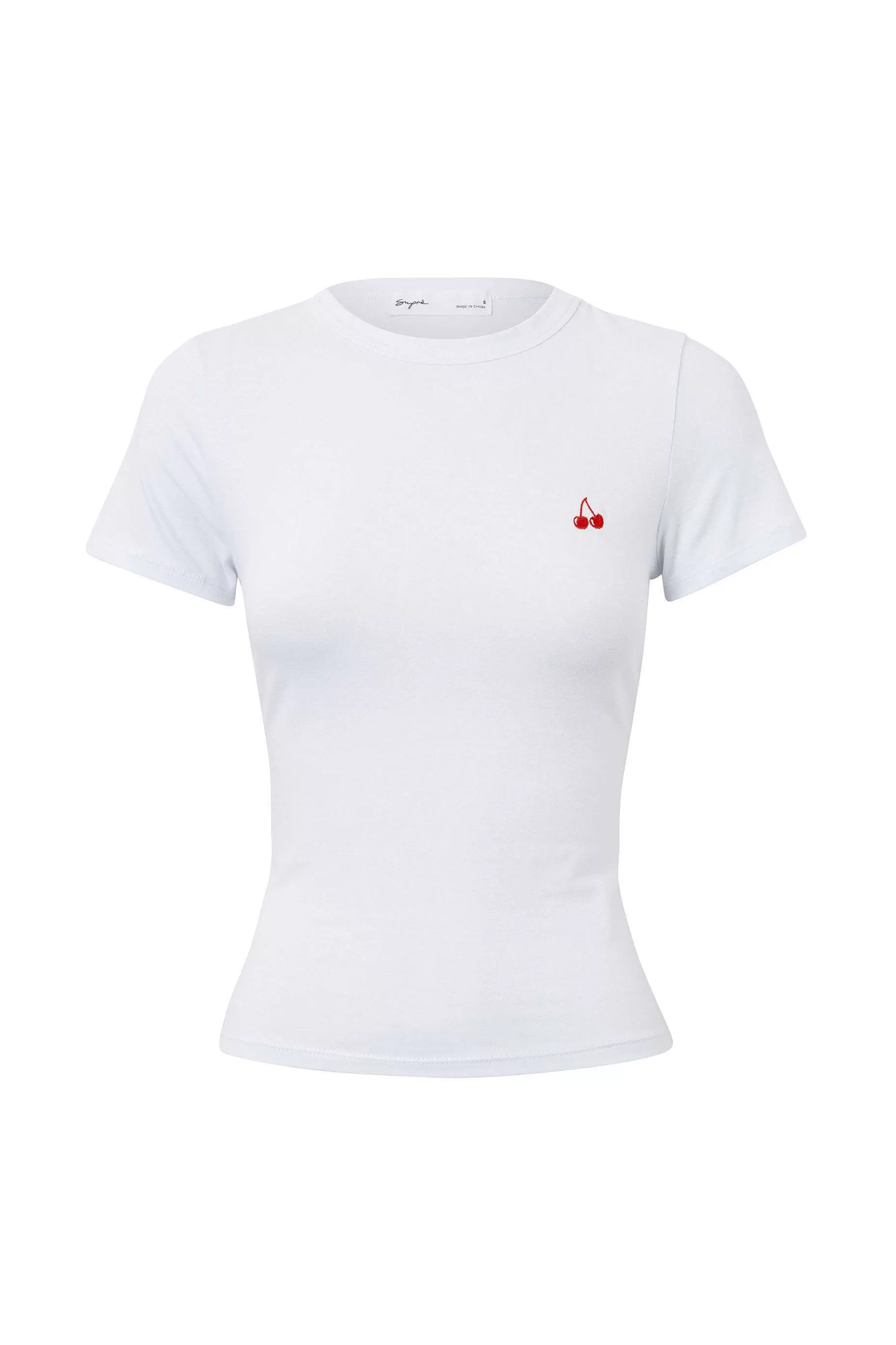 Supre Embroidered Cherry Fitted Tee<Women T Shirts